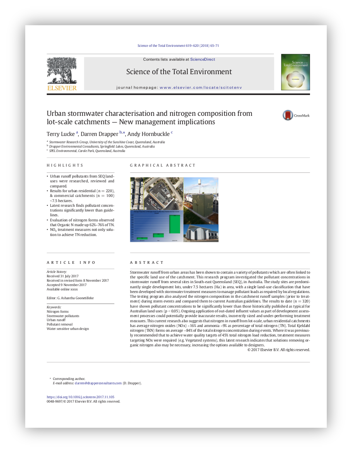 spel urban stormwater characterisation