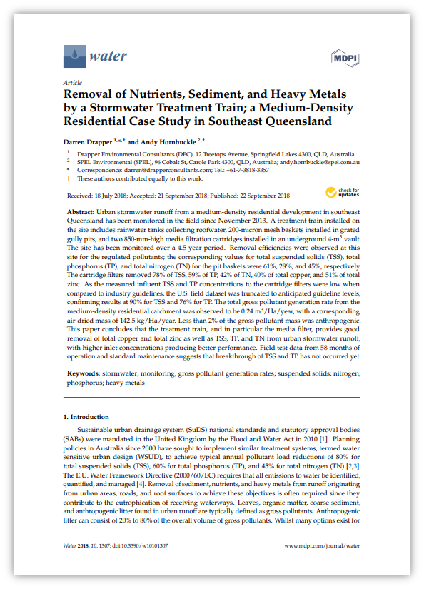 removal of nutrients, sediment and heavy metals case study